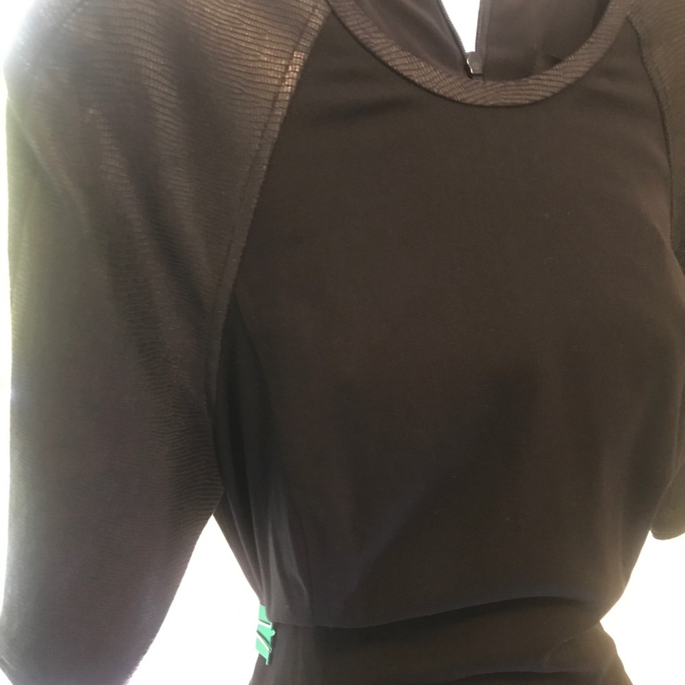 Ralph Lauren black leather trim dress